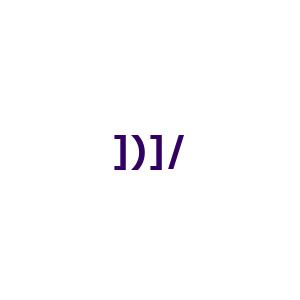 A closing bracket, closing parenthesis, closing bracket, and forward slash, to simulate the initials D and K.